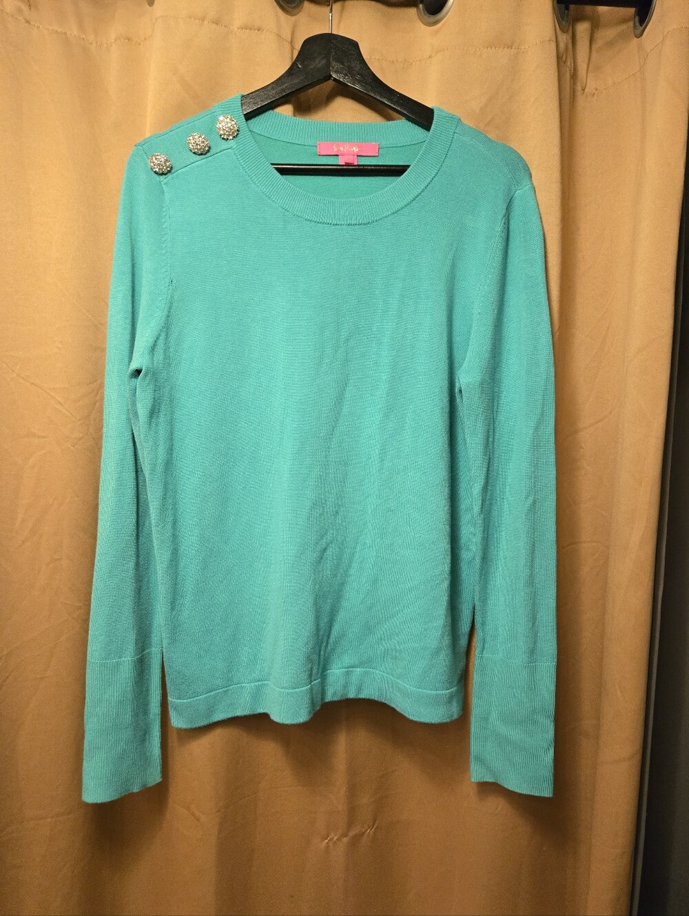 Lilly Pulitzer Kelly Green Sweater With Embellished Shoulder - Medium